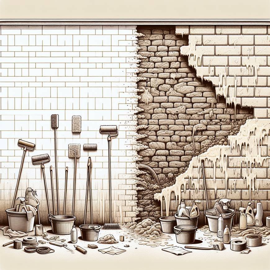 Half of the wall pre -maintenance work is cleaned 벽면 사전 정비 작업의 절반은 청소